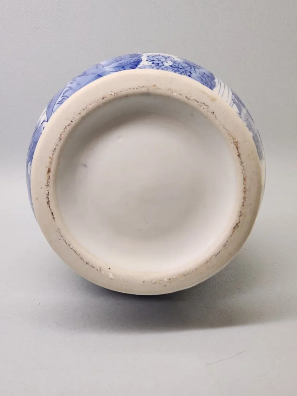 Chinese Blue and White Two Handled Vase / Hand Painted / 9 Inches Tall